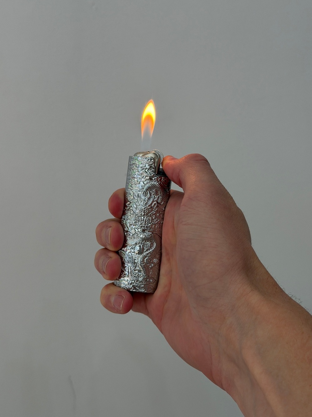 Silver Embossed Lighter Case Accessory - Decorative Metal Sleeve - Picture 5 of 7